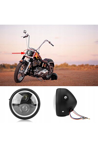 NO BRAND Reflector motocicletă 6.5 inci, LED inel luminos, 12V CC, Alb rece