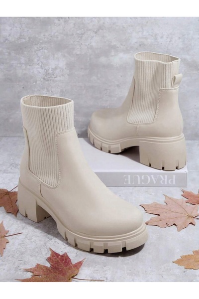 NO BRAND Botine clasice bej, cu vârf rotund, tip slip-on, SHEIN 36.5