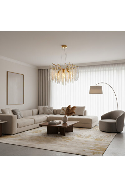 iTin Crystal Chandelier ARBUS Magno, Φ60 cm, 8x E14, Gold, Metal/Crystal