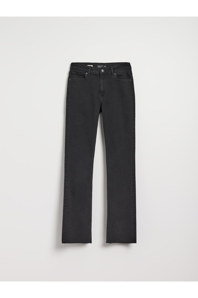 NO BRAND Blugi lungi negri, cu croială dreaptă, netezi, cu șliț, mărimea 40.