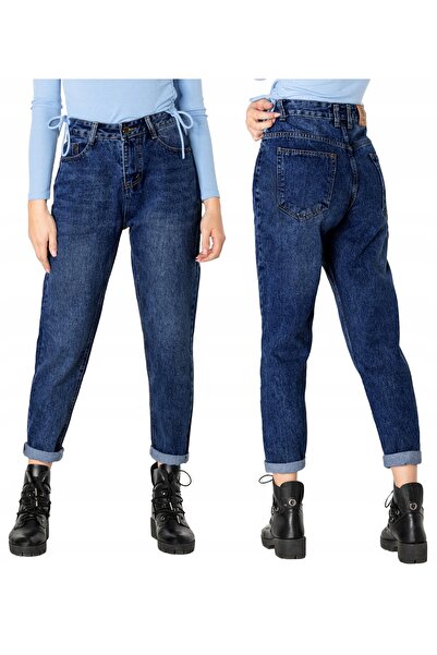 NO BRAND Pantaloni de damă Mom Jeans cu talie înaltă, blugi Texaas pentru fem...