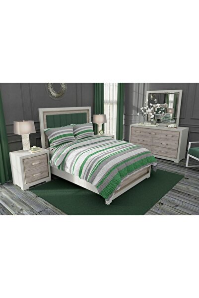 NO BRAND Lenjerie de pat din bumbac 160x200 Verde-gri Gobelin