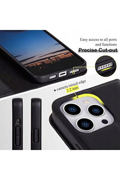NO BRAND Huse Visoul din piele naturală pentru iPhone 15 Pro Max, tip portofe...