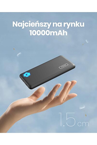 NO BRAND Powerbank 10000mAh Subțire Încărcare Rapidă 3A USB-C Lanternă iPhone...