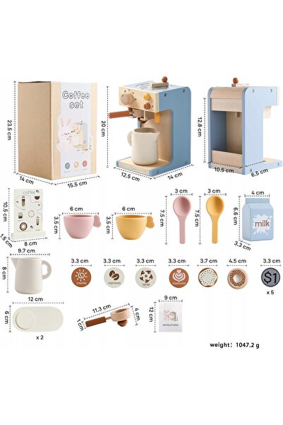 NO BRAND Aparat de cafea din lemn pentru copii cu râșniță și sunet, 22 de piese