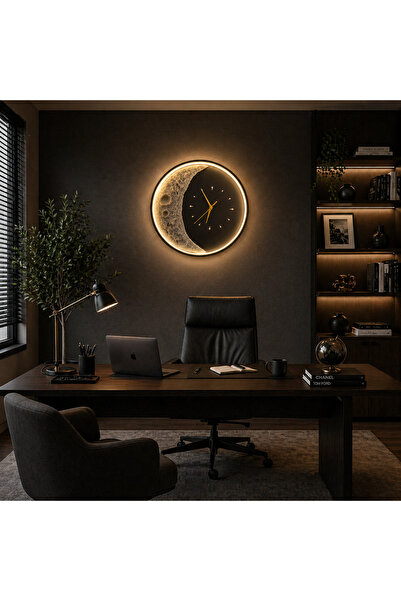iTin Aplică LED Decorativa Luna Diametru 40 cm Lumină Rece/Neutră/Caldă Black