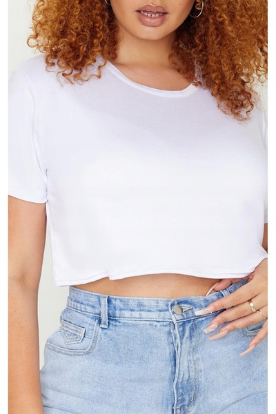 NO BRAND Top scurt tip tricou, pachet de 2, negru alb, mânecă scurtă, Prettyl...