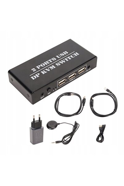 NO BRAND Comutator KVM USB2.0 DISPLAYPORT 4K/60HZ 3xUSB pentru mouse