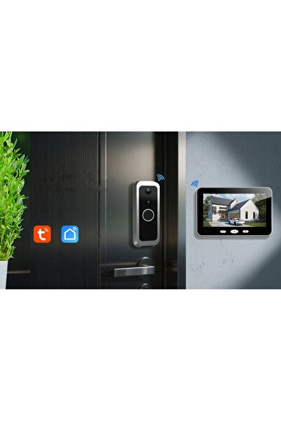 NO BRAND Videofon Wizjer 5 " 5000 mAh 3MP Tuya Viziune nocturnă Detecție mișc...