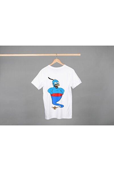 Noname Tricou Unisex Bumbac Premium Casual " Homer Simpson Genie " Inscriptie