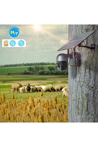 NO BRAND Cameră Solară de Exterior Rotativă cu Cartelă SIM 4G LTE GSM 2K 3MP ...