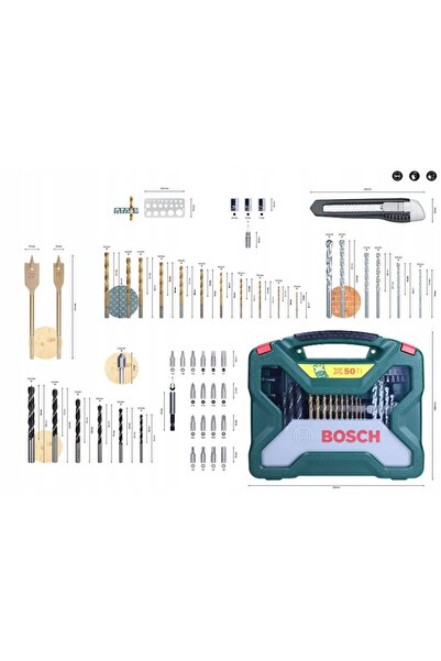 NO BRAND Set Bosch 50 burghie și biți pentru șurubelnițe