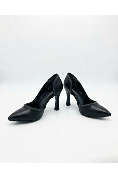 Enes Ayakkabıcılık Women's 8 cm Goblet Heel Stone Stiletto Heeled Shoes
