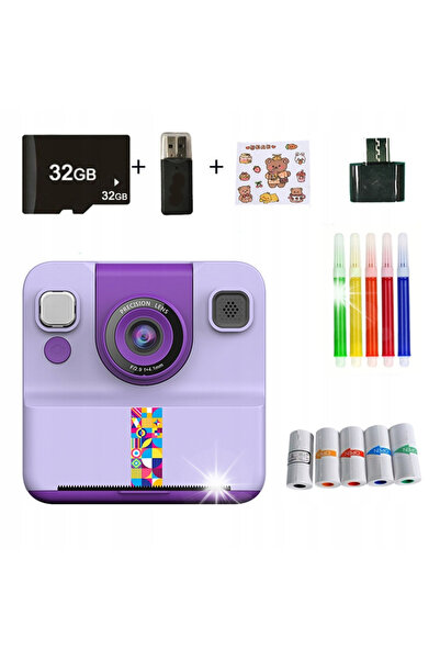 NO BRAND Cameră foto digitală pentru copii cu imprimare termică instantanee +...