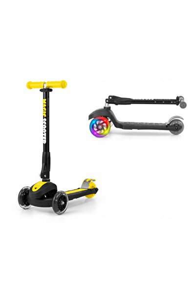 NO BRAND Trotinetă LED Magic Yellow Milly Mally pliabilă pentru copii cu roți