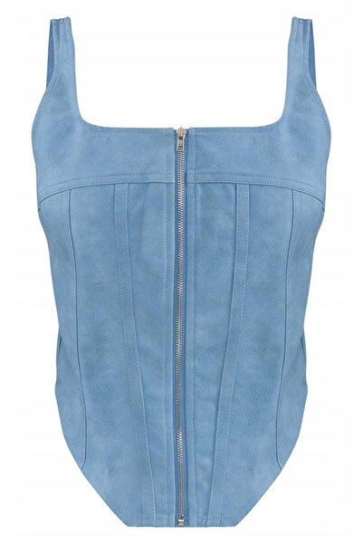 NO BRAND Corset albastru clasic, mulat, cu închidere cu fermoar, Prettylittle...