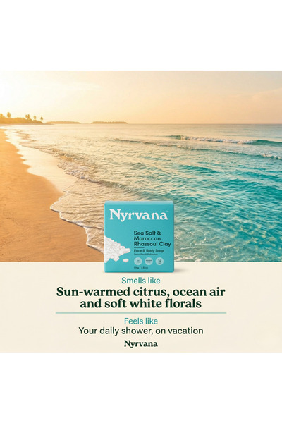 Nyrvana Sea Salt & Moroccan Rhassoul Clay Soap for Deep Detox, Mineral-Rich D...
