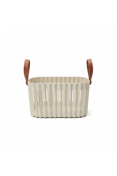 Sunplast Sun Plast Plastic Basket with Handle - 15 × 27 × 18 cm - Cream