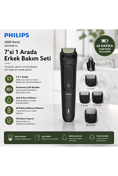 Philips 3000 Serisi 7in1, Erkek Bakım Seti, Yüz/Saç/Vücut Tıraş Makinesi, Isl...