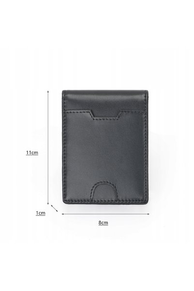 NO BRAND Portofel elegant din piele pentru bărbați, mic, cu protecție RFID pe...