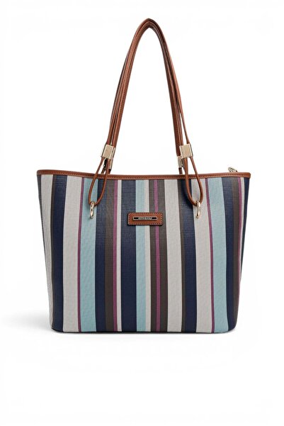 Silver Polo حقيبة كتف نسائية منقوشة بلون تان - ميكس SP1282
