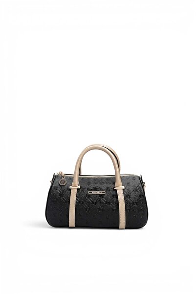 Silver Polo Black - Women's Handbag with S.Nut Logo Sp1289