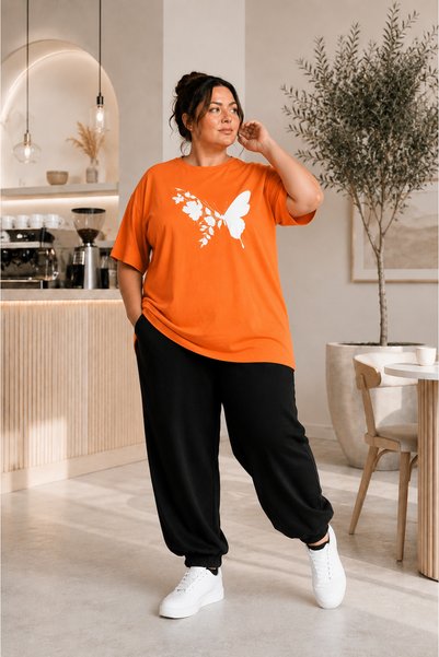 Rubonia Women's Plus Size Oversize Butterfly Print 2-Piece Tracksuit Set Comfortable Fit Casual Loose Wide Leg Loose Suit Xl-2Xl-3Xl-4Xl-5Xl-6Xl-7Xl-8Xl