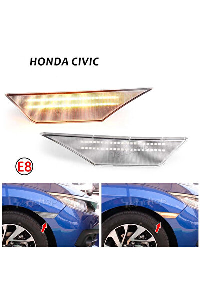 SEWICK Honda FC5 - FK7 ÇAMURLUK SİNYALİ KAYAR LED (2 ADET) Şeffaf Cam