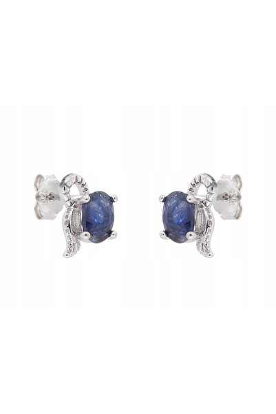 NO BRAND Cercei de argint cu safir natural, placați cu rodiu, cadou