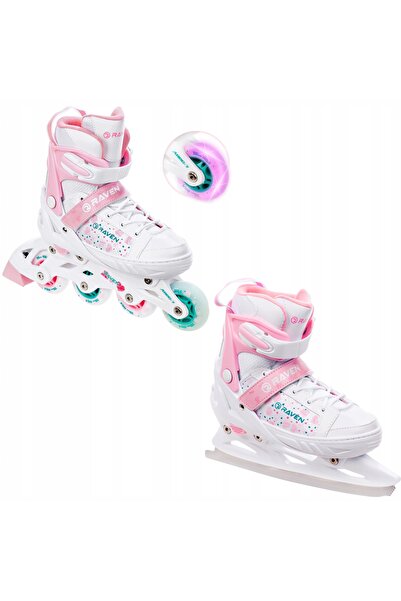NO BRAND Patine reglabile 2 în 1 Patine artistice Raven Rosi 35-39 Led