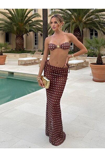 Genel Markalar Puantiyeli 3 lü Pareolu Bikini Takımı