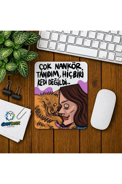 Ghostbastır Design Kedi Sevgisi Baskılı Oyuncu Mousepad 0126