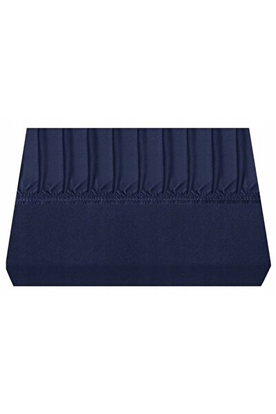 NO BRAND Cearșaf de pat din jerseu cu elastic gros 90x200 bleumarin