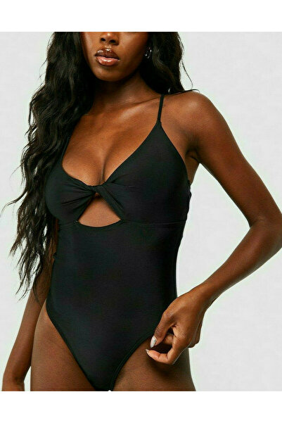 NO BRAND Costum de baie întreg clasic, negru, neted, Boohoo 42