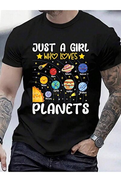799 100% Cotton Just A Who Loves Planets Solar Space Science Lover Girl T-Shi...