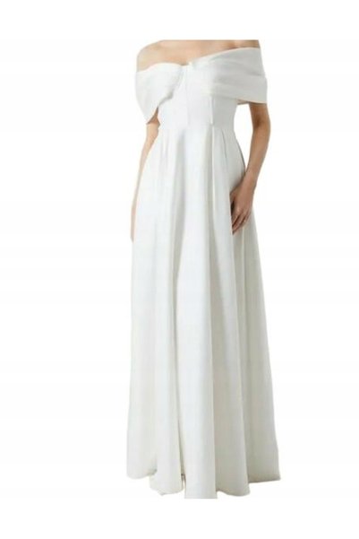 NO BRAND Rochie maxi din satin alb, cu mâneci căzute, buzunare, Coast 40