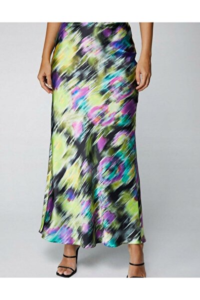 NO BRAND Fustă maxi colorată din satin cu design abstract Nastygal 34