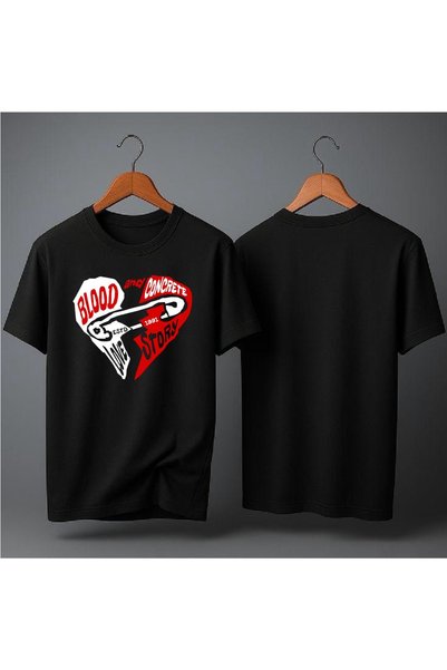 EFEVRA Eye-Catching Printed Oversized T-Shirt with Half Heart Design