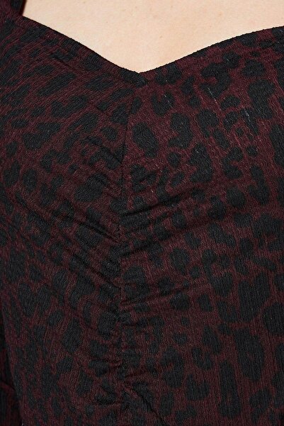 NO BRAND Bluză negru bordo, texturată, cu model, Dorothy Perkins L