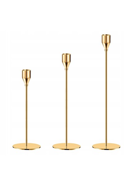 NO BRAND Set de 6 suporturi pentru lumânări, aurii, simple, din metal, elegan...
