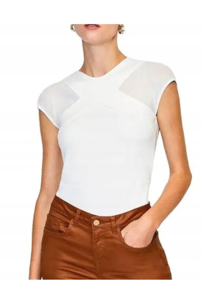 NO BRAND Alb clasic neted cu mânecă scurtă din plasă Karen Millen 38