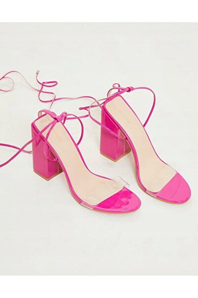 NO BRAND Prettylittlething 38 sandale roz clasice cu toc și curele tip bunny