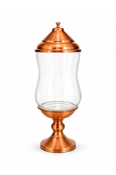 ARANA Glass and Copper Candy Dish with Lid, AranA, 35 X 12 cm