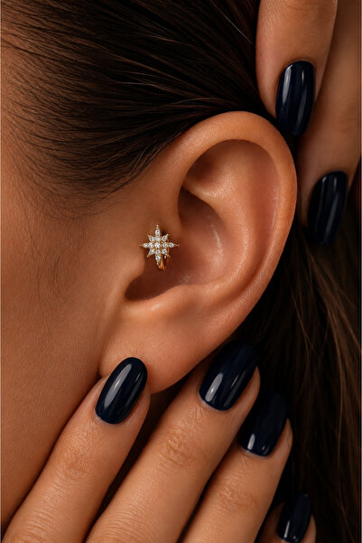 CAXBERN Kuzey Yıldızı Halka Tragus Piercing Helix Kıkırdak Üst Lob