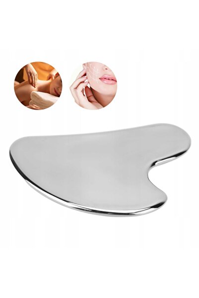 NO BRAND Piatră de masaj facial Gua Sha din oțel inoxidabil, ergonomică, cu f...