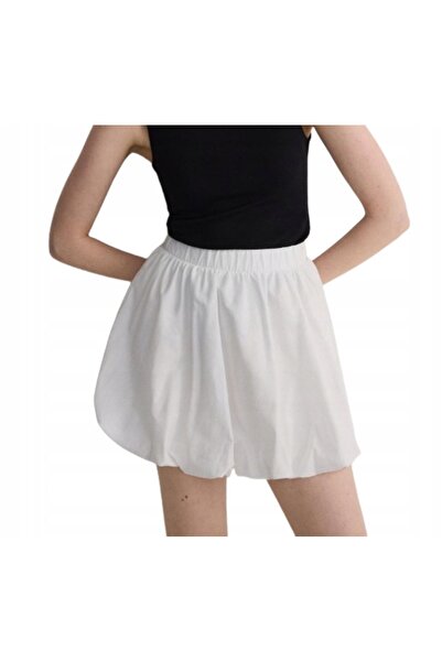 NO BRAND Pumpka Fustă Mini Clasică Albă cu Elastice, Fustă Evazată Uni XL