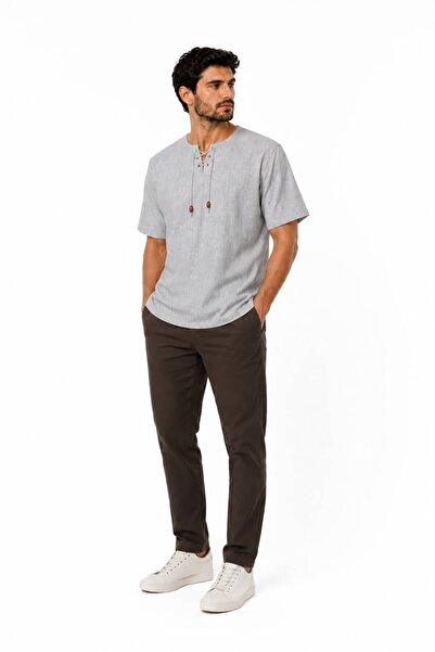 Suffa Oversize Men's T-Shirt – Drawstring Short Sleeve Collarless 100% Cotton...