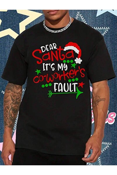 9TAY قميص DEARSA الرجالي بطباعة "Dear Santa It's My Coworker's Fault" - قميص ...
