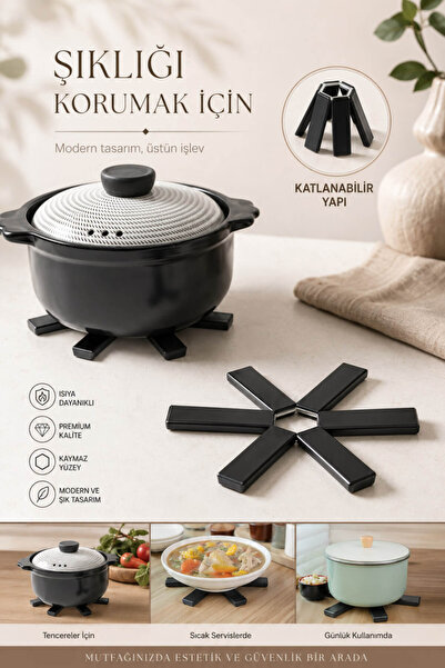 Anadolu Saray Foldable Heat Resistant Trivet Silicone Pot Mat Non-Slip Table ...