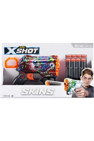 X-Shot Blaster X&minus;Shot Skins Pistol Menace cu 8 cartușe # 44; Țipă!